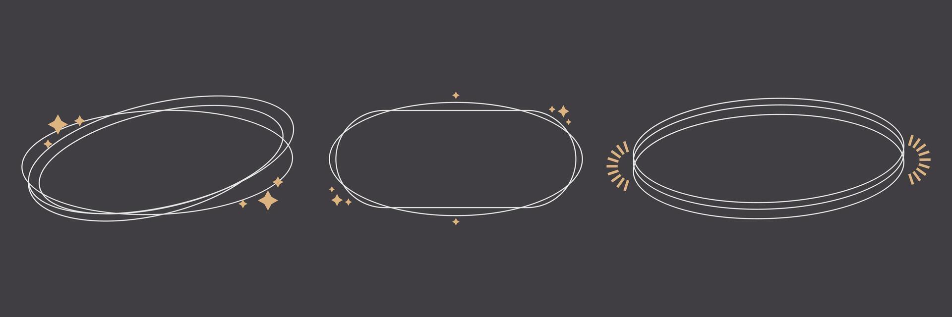Minimalist Oval Line Art with Abstract Accents on Dark Background vector