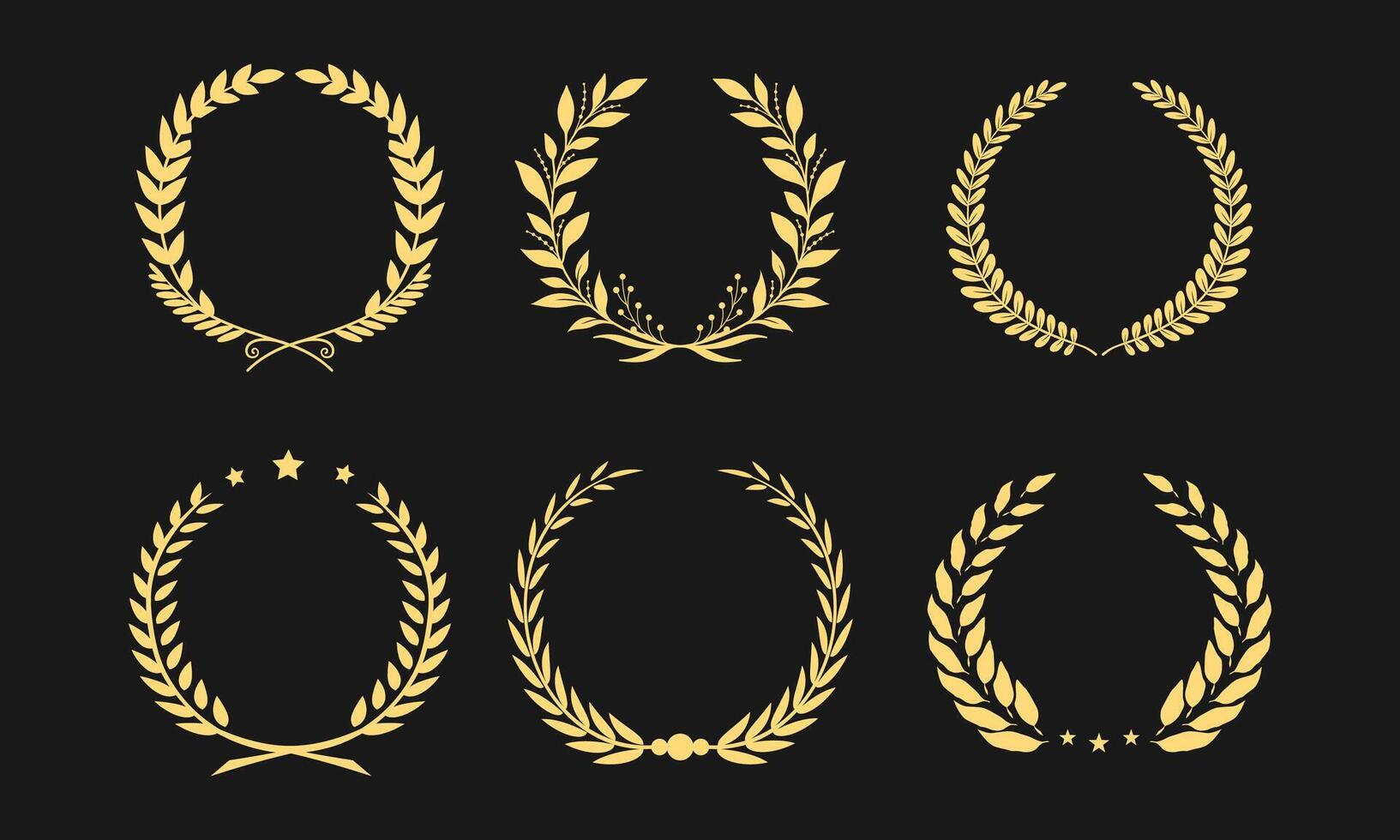Elegant Golden Laurel Wreaths Collection for Awards and Decorations vector