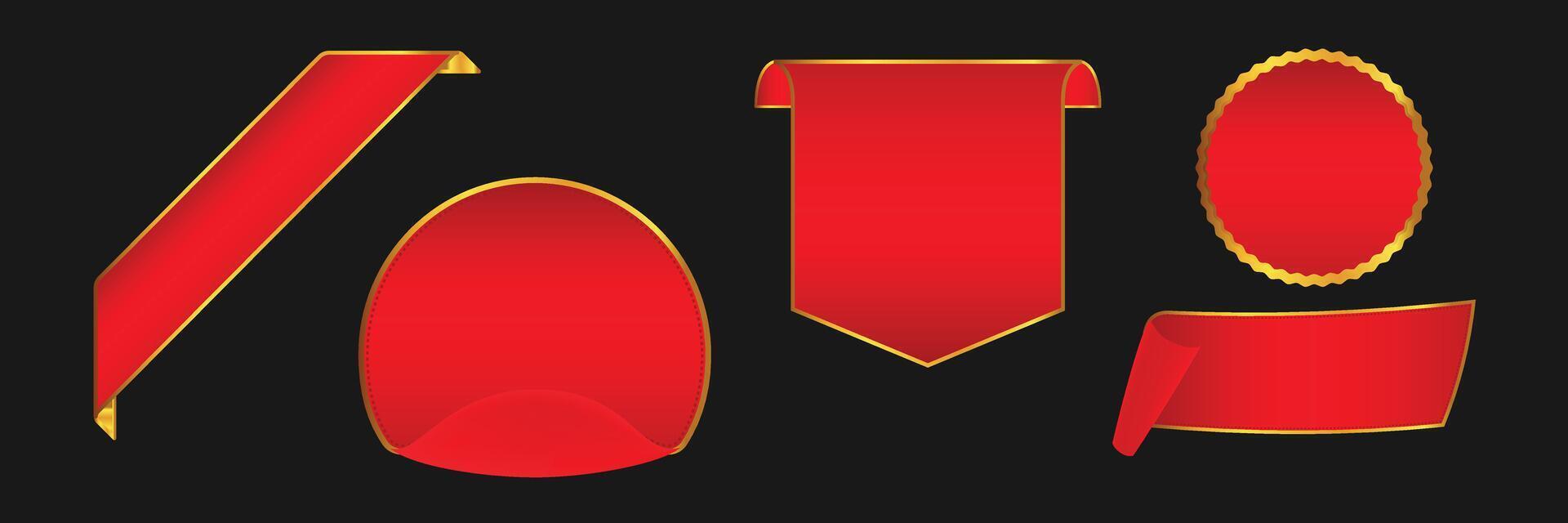 Elegant Red and Gold Banner and Label Collection for Promotions and Awards vector