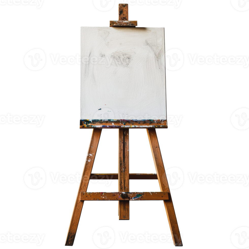Blank canvas on an easel in a bright studio png