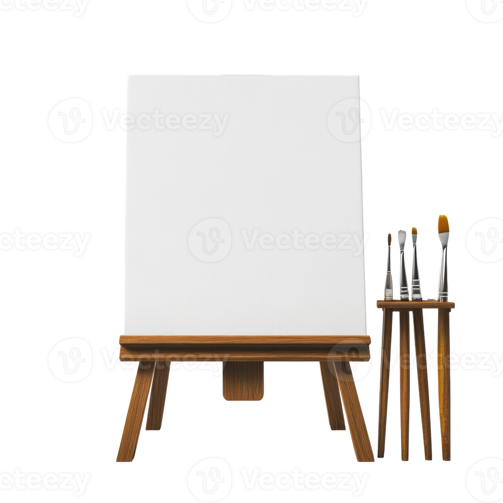 Empty easel with brushes ready for painting png
