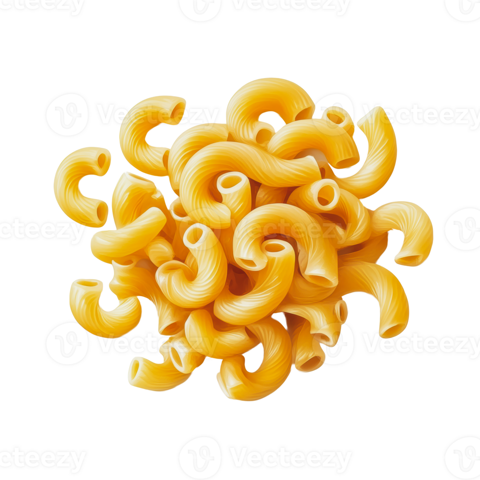 Bright uncooked elbow macaroni close-up png