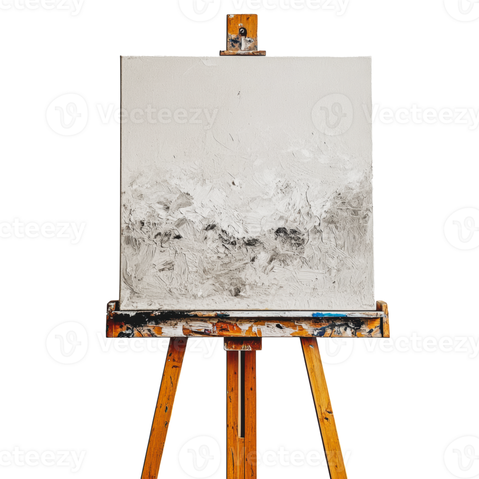 Abstract painting on an easel in a studio png