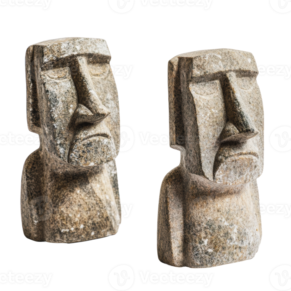 Moai sculptures from Easter Island on display png
