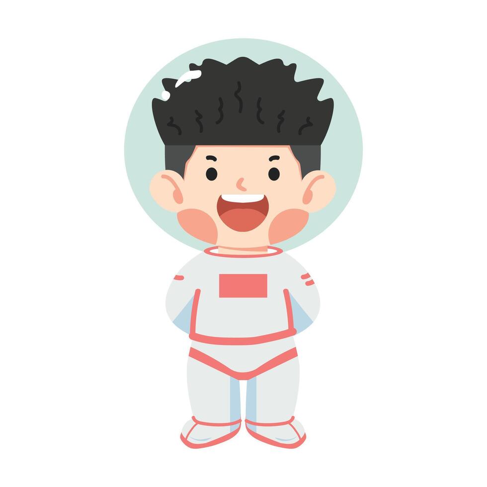 Cartoon boy astronaut in flat style vector