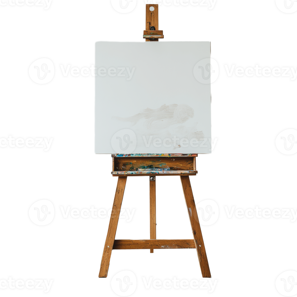 Empty canvas on easel in a bright studio png
