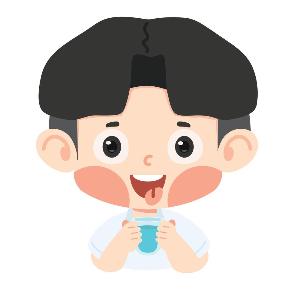 Boy holding glass of water vector