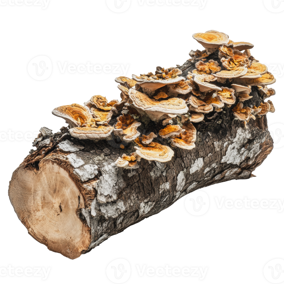 Log with fungi growth in natural setting png