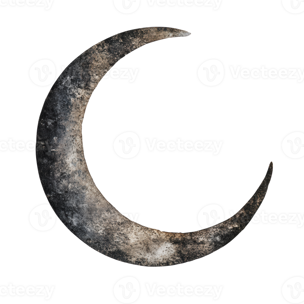 Crescent moon silhouette with vintage texture png