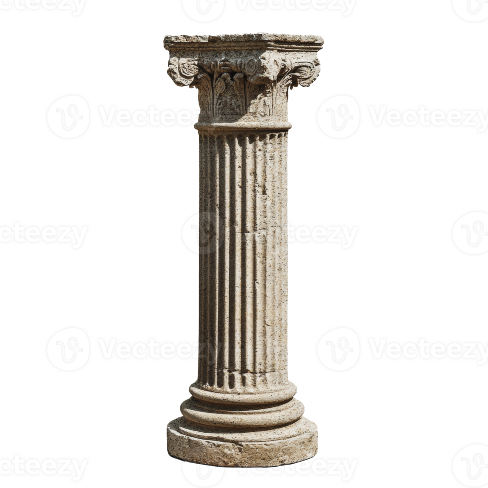 Ancient stone column with decorative capital png