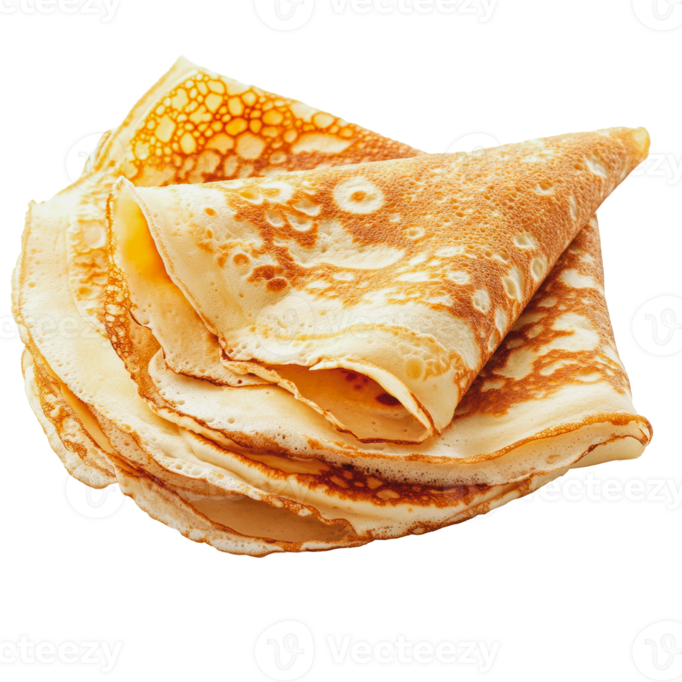 Delicious crepes stacked on a plate png