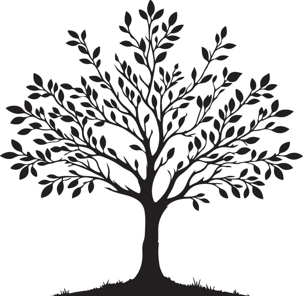 a tree with roots and leaves illustrator vector