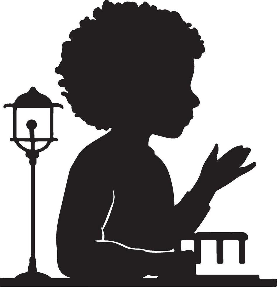 silhouette of a child playing with a boy piano vector