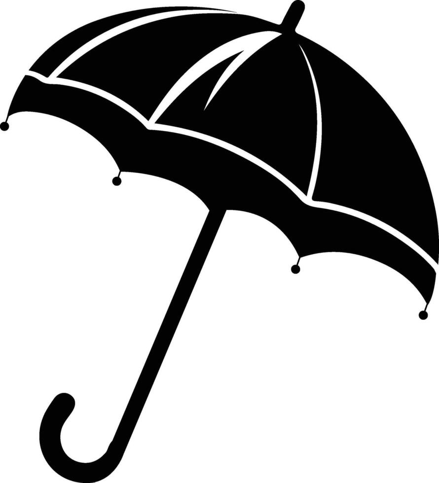 an umbrella is shown in black and white vector