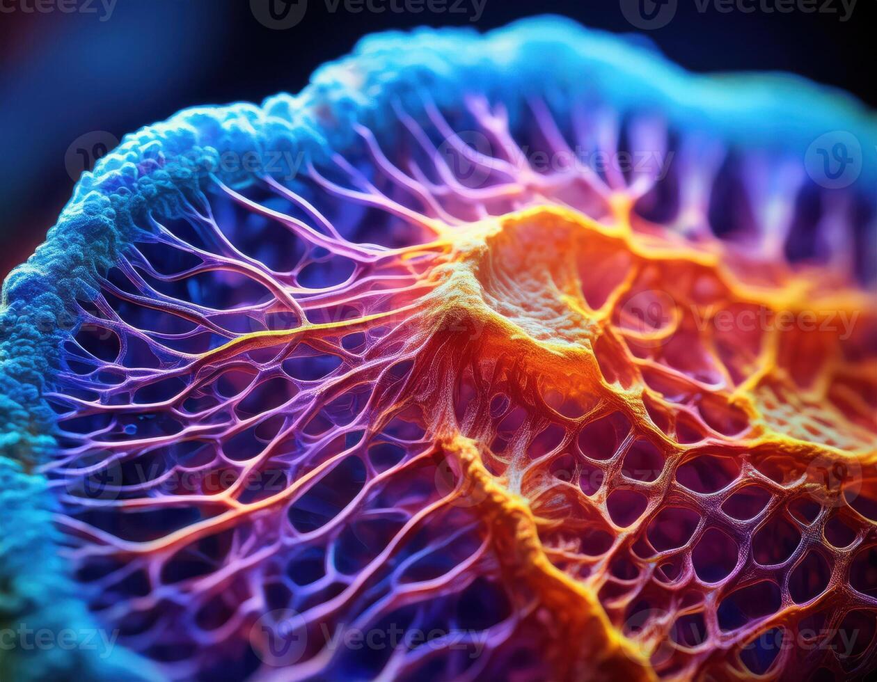 Microscopic Virus Cell Glowing Particles photo