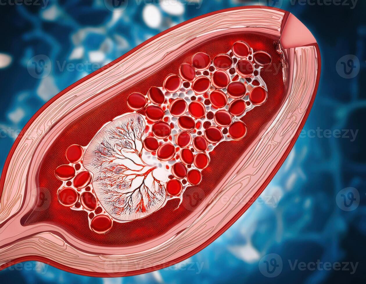 Human Artery Cross Section with Red Blood Cells photo