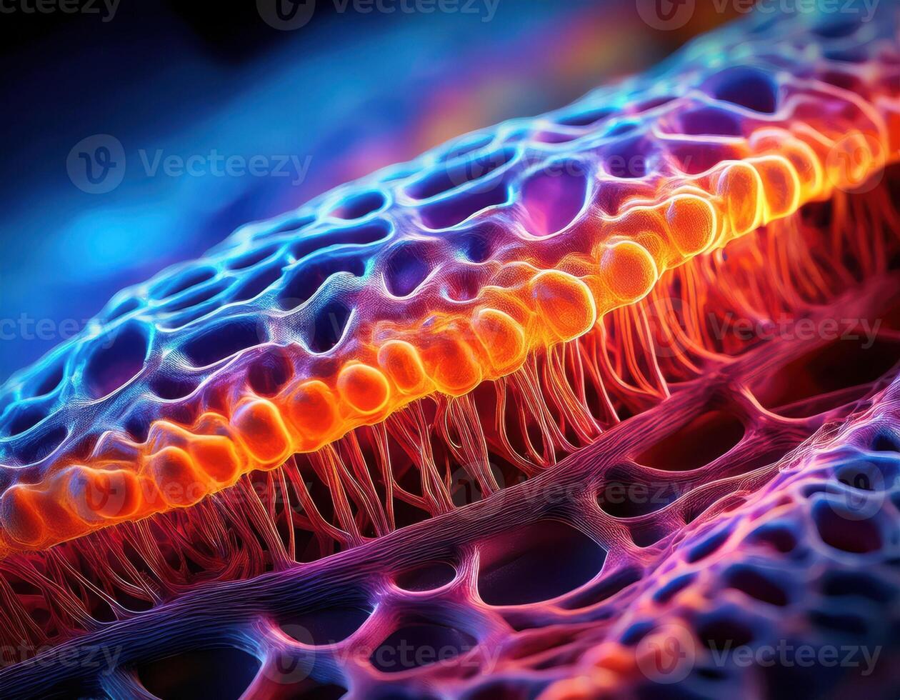Microscopic Virus Cell Glowing Particles photo