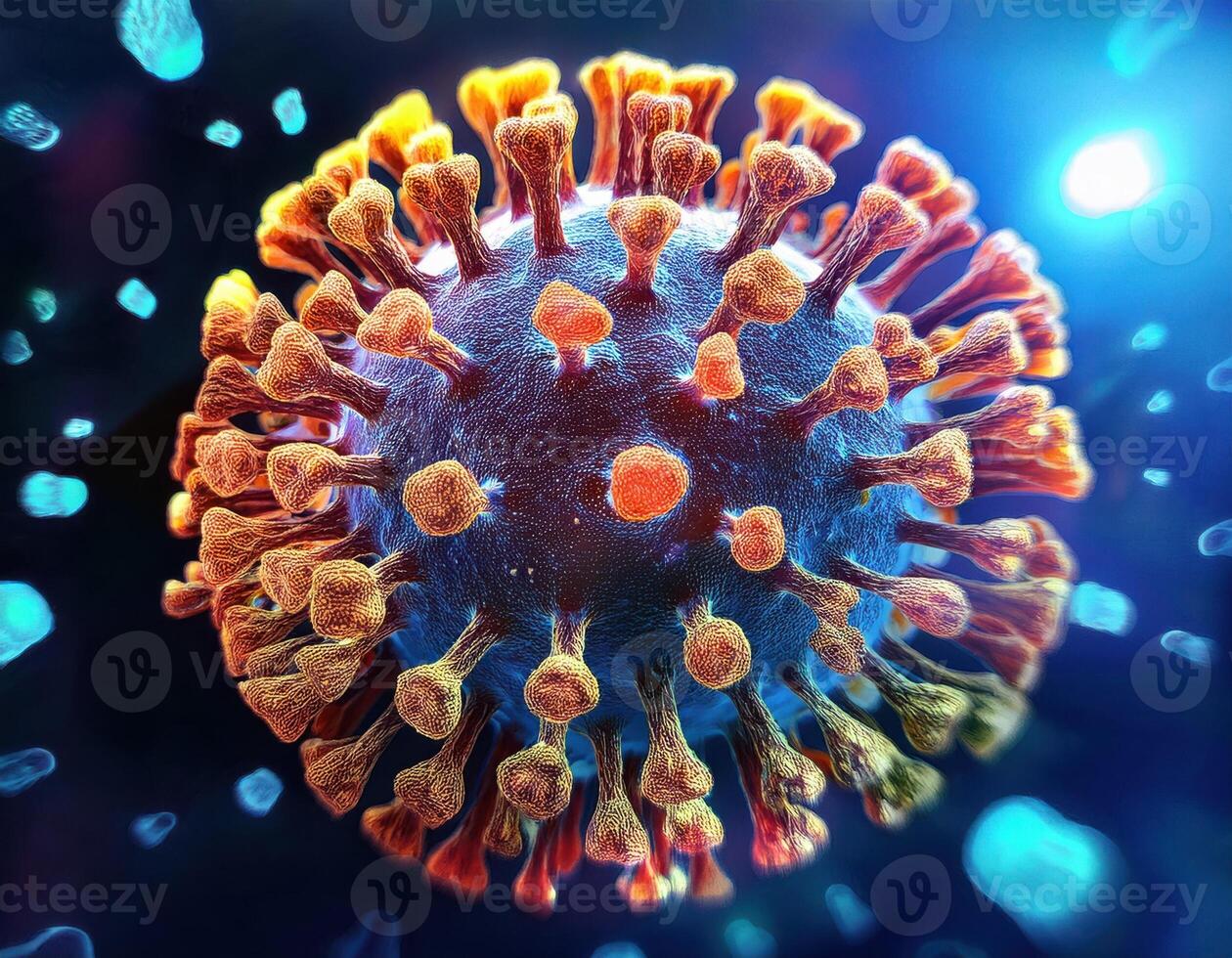 microscópico virus célula brillante partículas foto