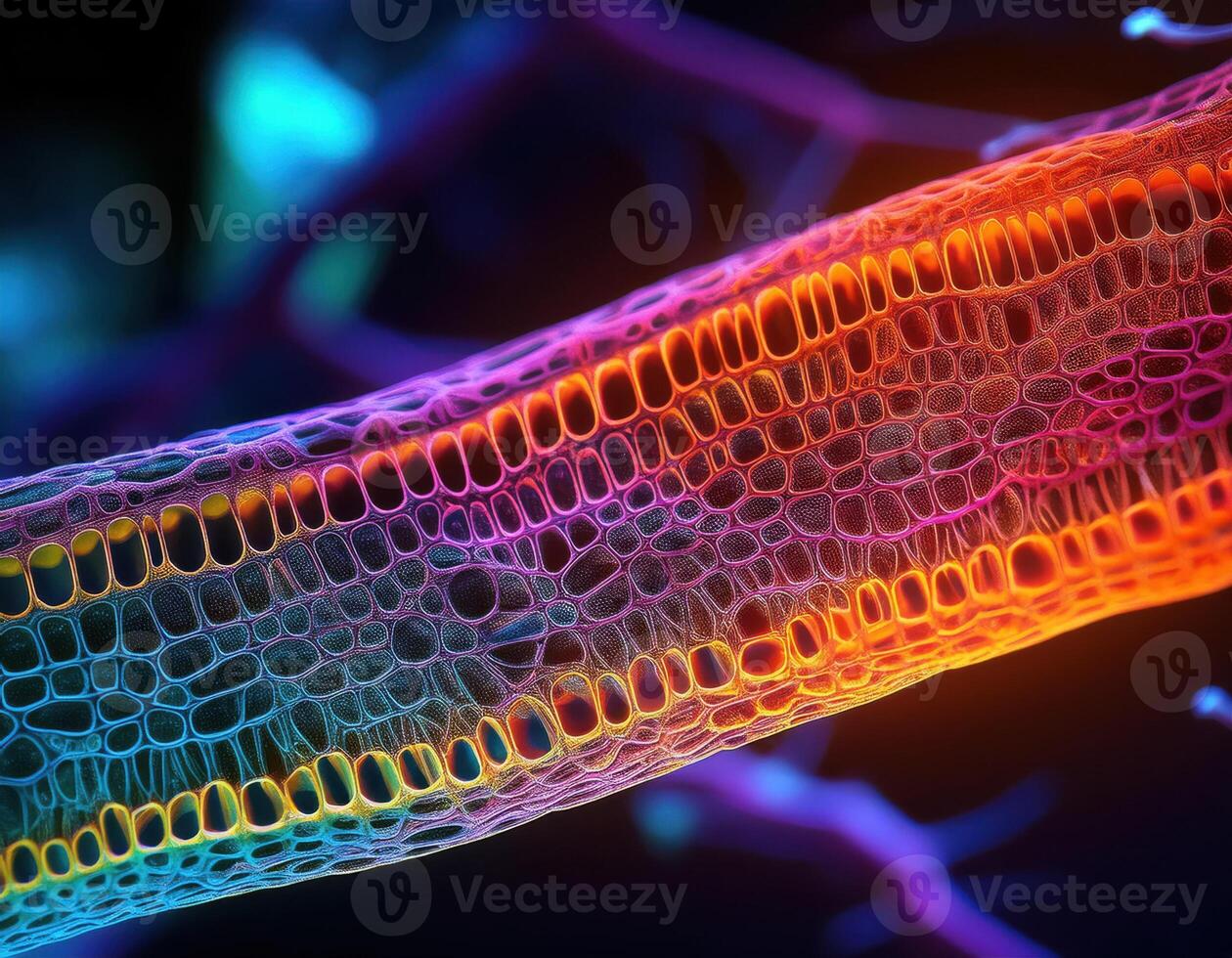 Microscopic Virus Cell Glowing Particles photo