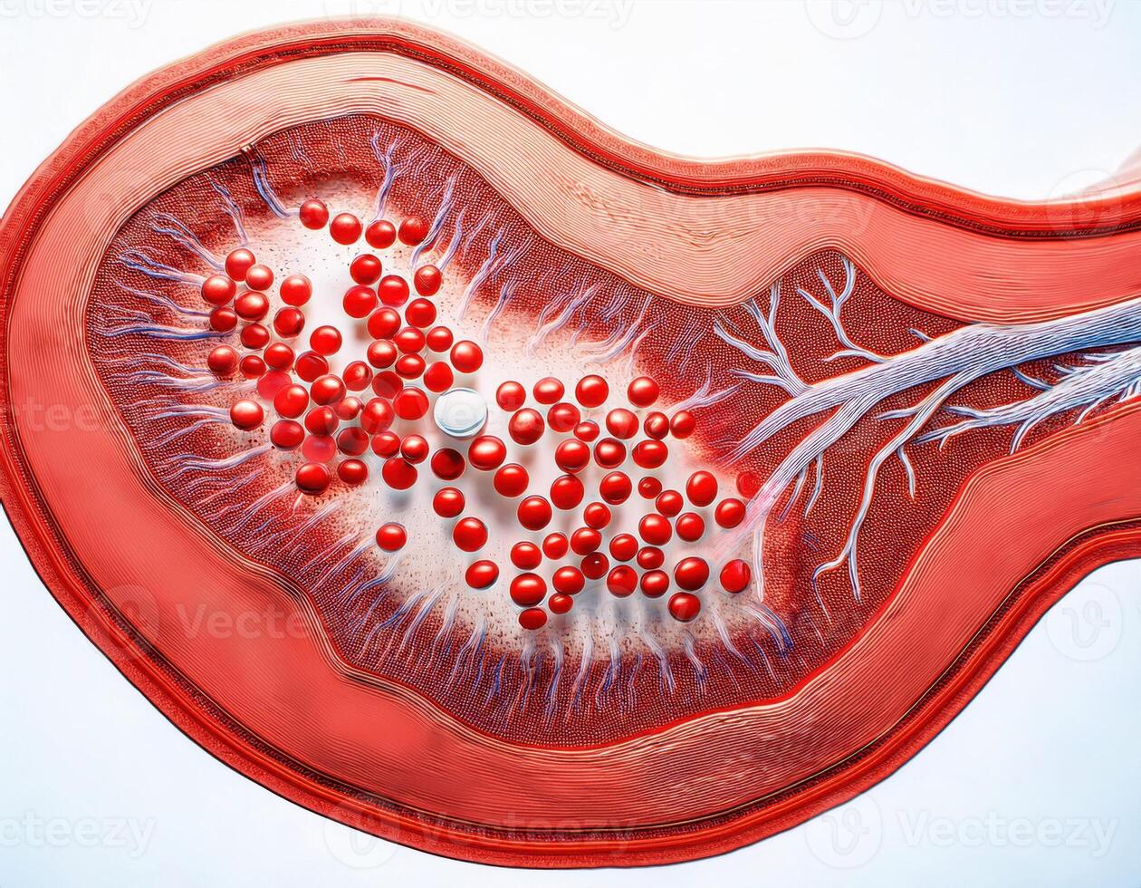 Human Artery Cross Section with Red Blood Cells photo