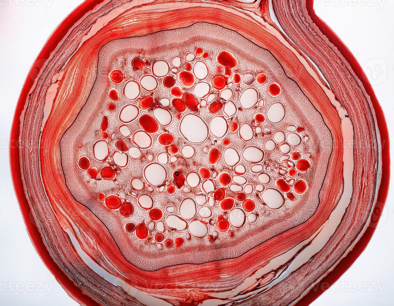 Human Artery Cross Section with Red Blood Cells photo
