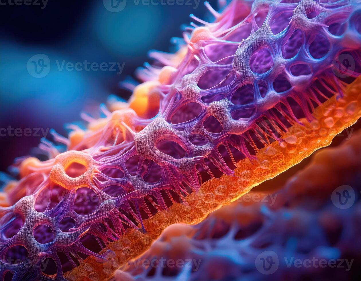 Microscopic Virus Cell Glowing Particles photo