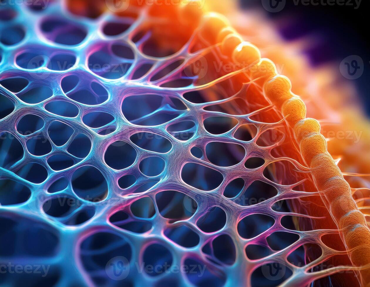 Microscopic Virus Cell Glowing Particles photo