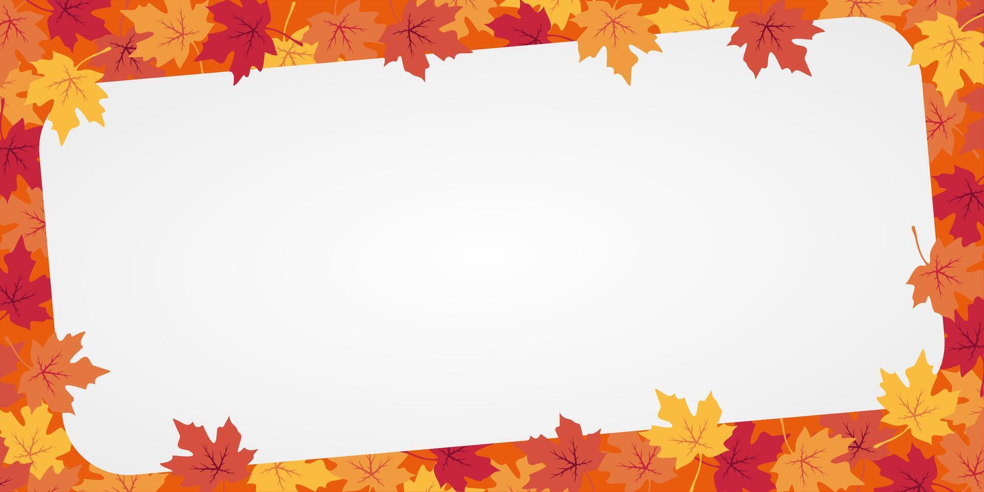 autumn background with copy space area, design with maple leaf pattern. template for banner, greeting card, flyer, social media, presentation, web. vector
