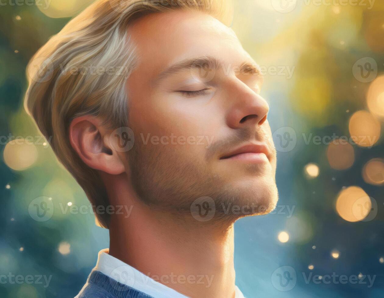 Back View Portrait with Mountainous Landscape photo