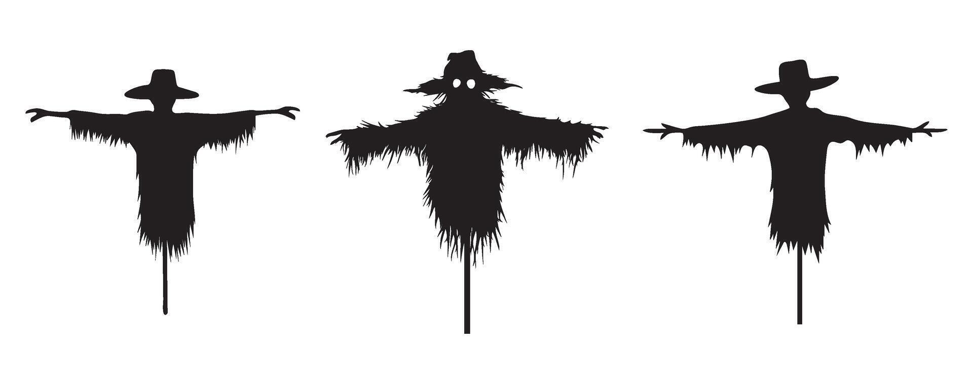 Silhouette of scarecrow icon collection set. Halloween and Horror concept vector