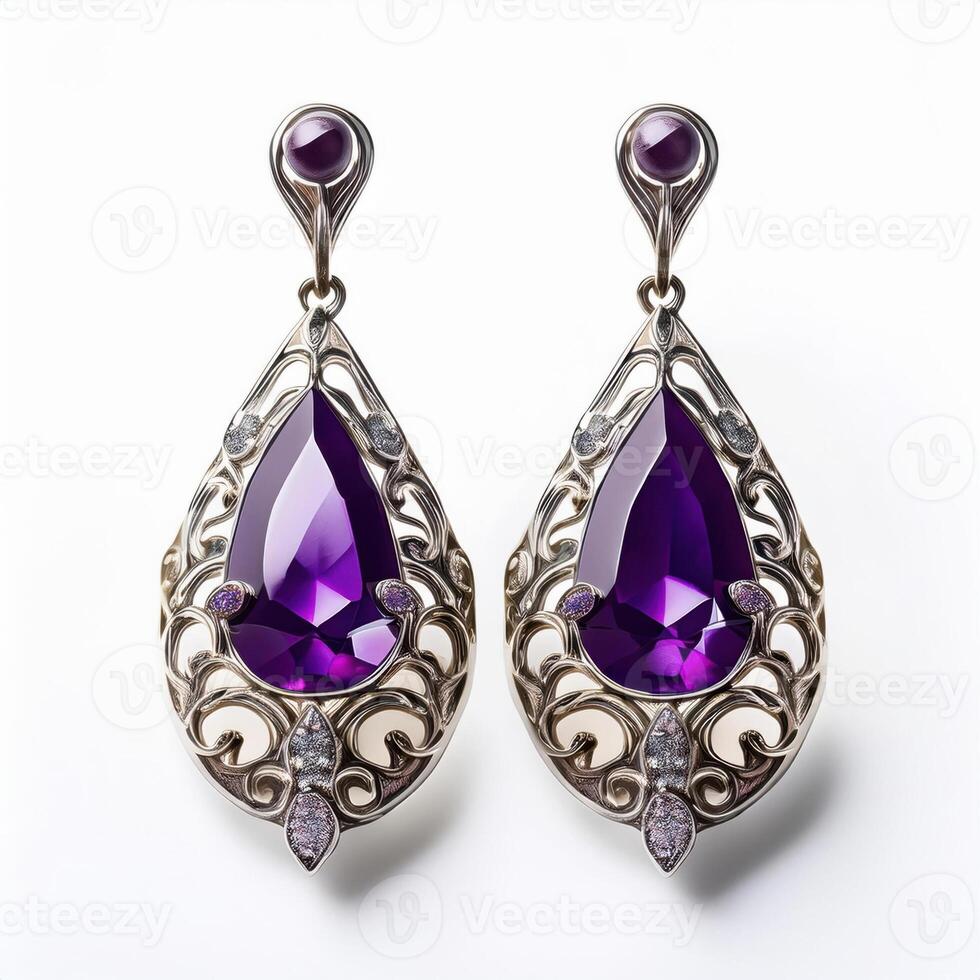 Exquisite Amethyst Drop Earrings photo