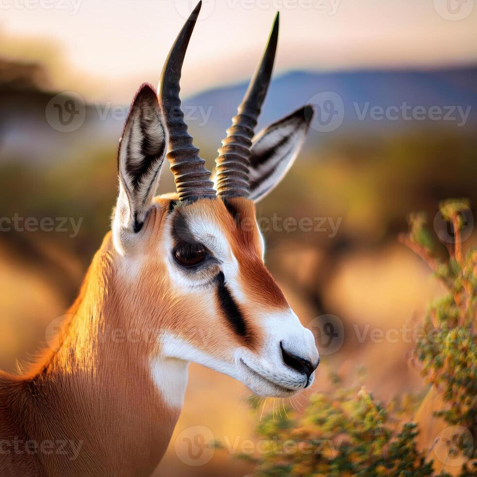 Close-Up Antelope Portrait in Savannah photo