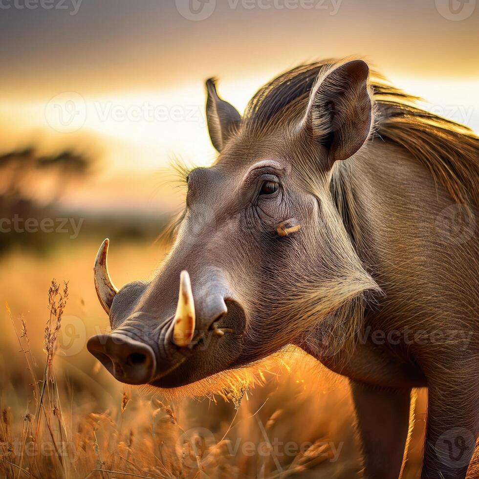 Warthog Close-Up Portrait photo