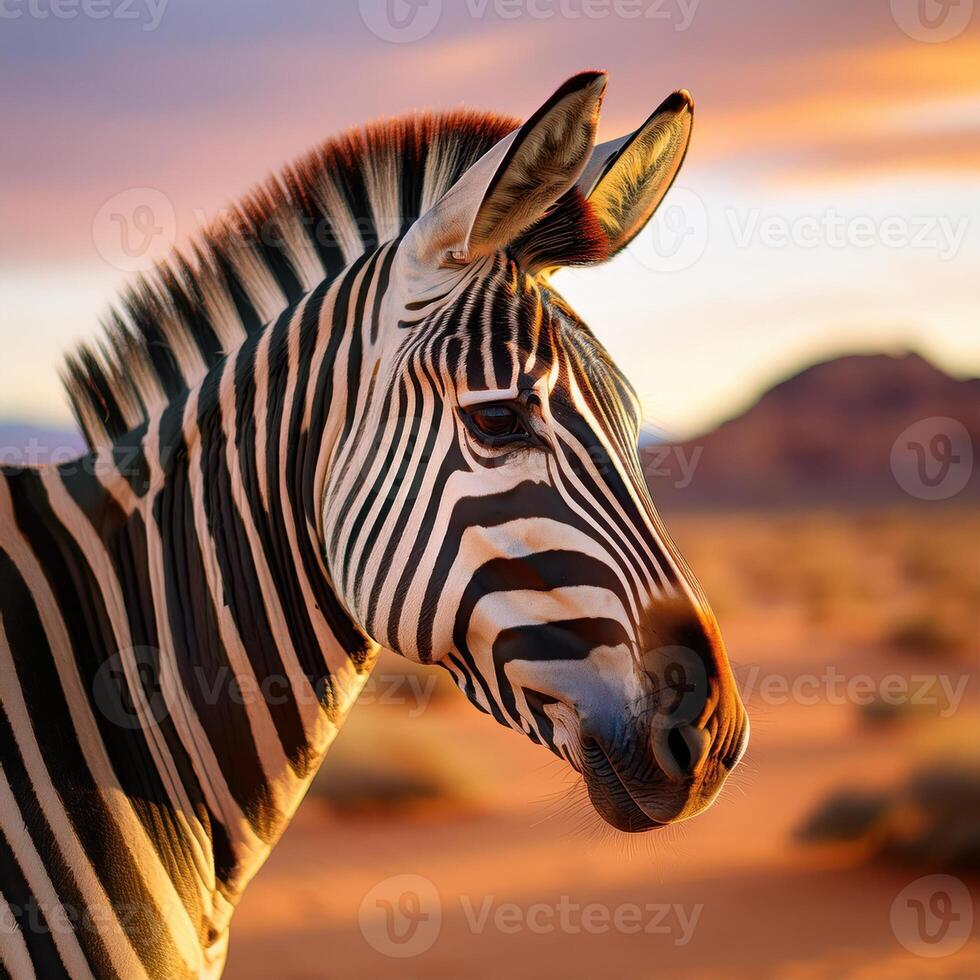 Stunning Close-Up of Zebra in Natural Habitat photo