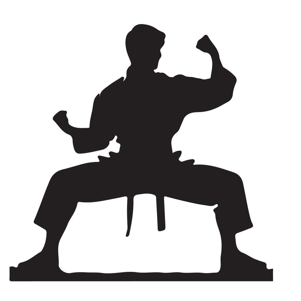 women of karate silhouette . Boxing and competition silhouettes image, Boxing black white elements set with fighter sports clothing vector