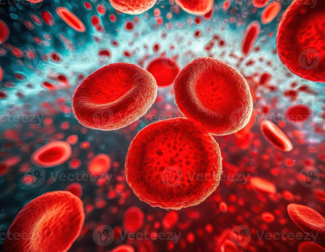 Microscopic Red Blood Cells Cluster photo