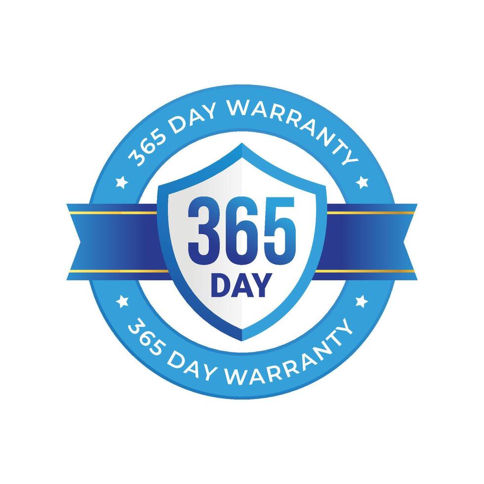 365 day warranty. label, sticker, seal, badge, icon, logo, sign. round minimalist warranty label vector