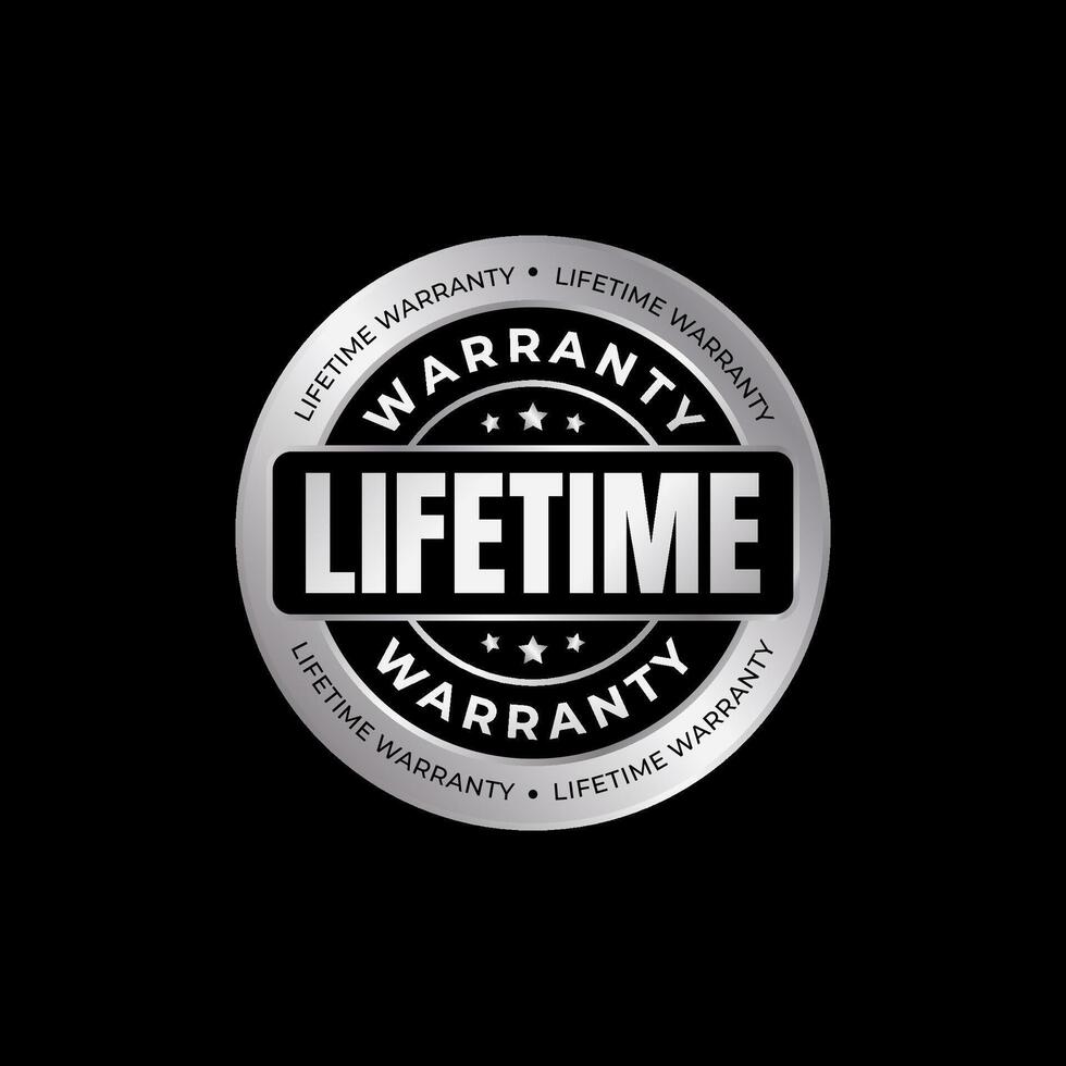 lifetime warranty silver icon, logo and badge for business product vector