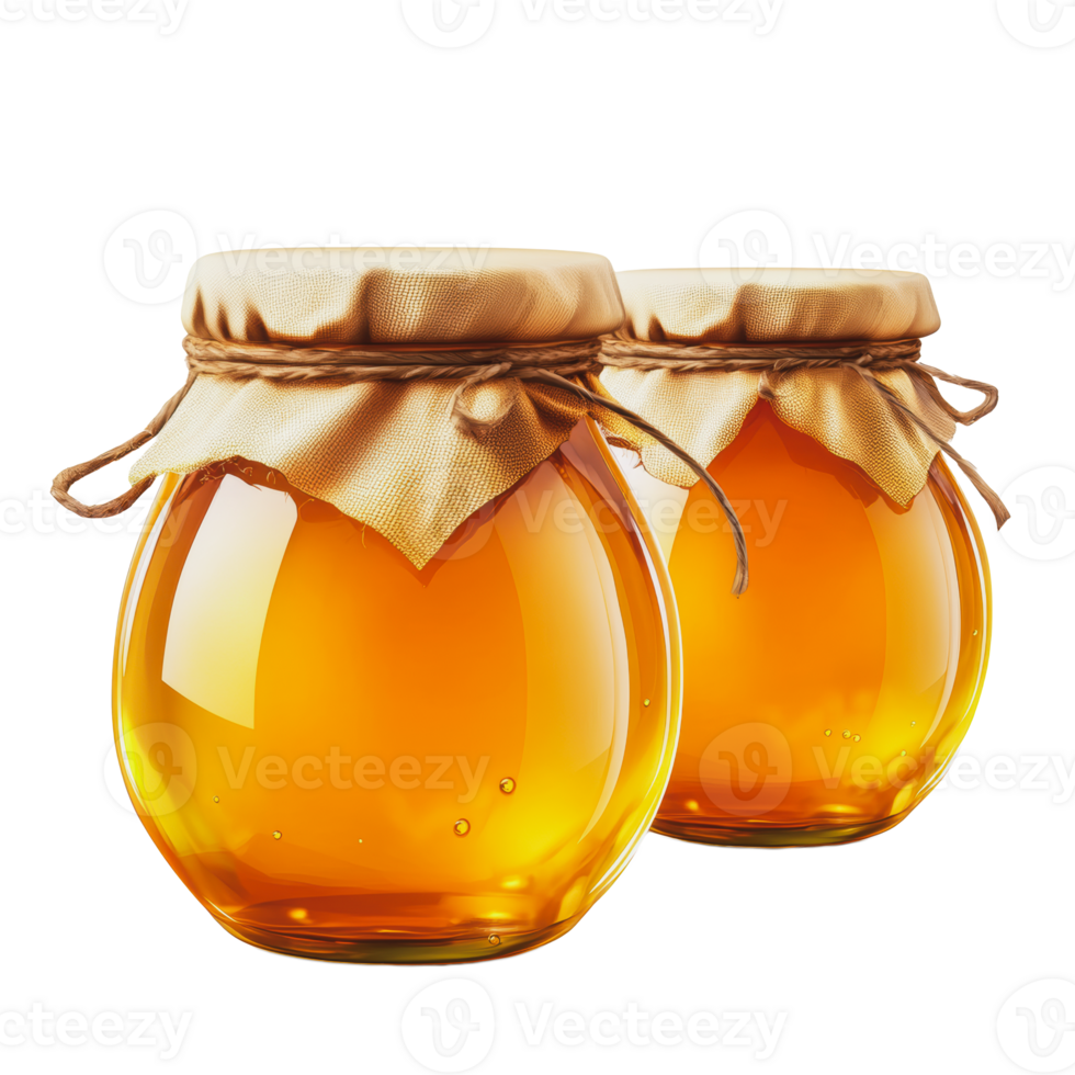 Gold honey jars on a light backdrop png