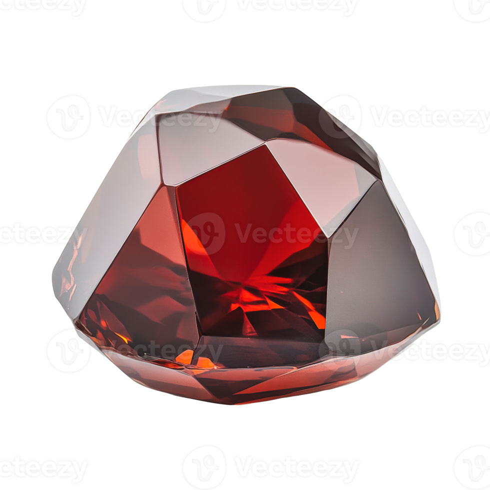 Red crystal sculpture with faceted design png