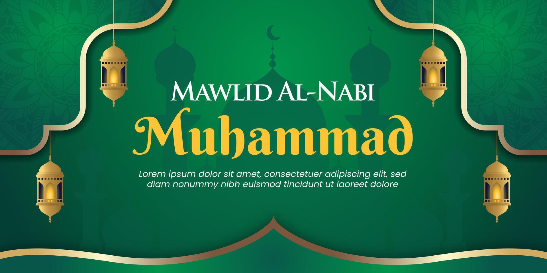 Luxury minimalist Islamic gradient background design for Mawlid al Nabi Muhammad vector