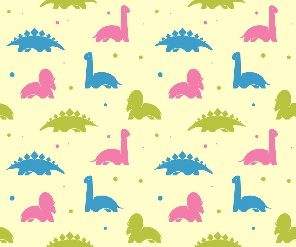 Kids baby background with cute dinosaurs. seamless pattern. vector