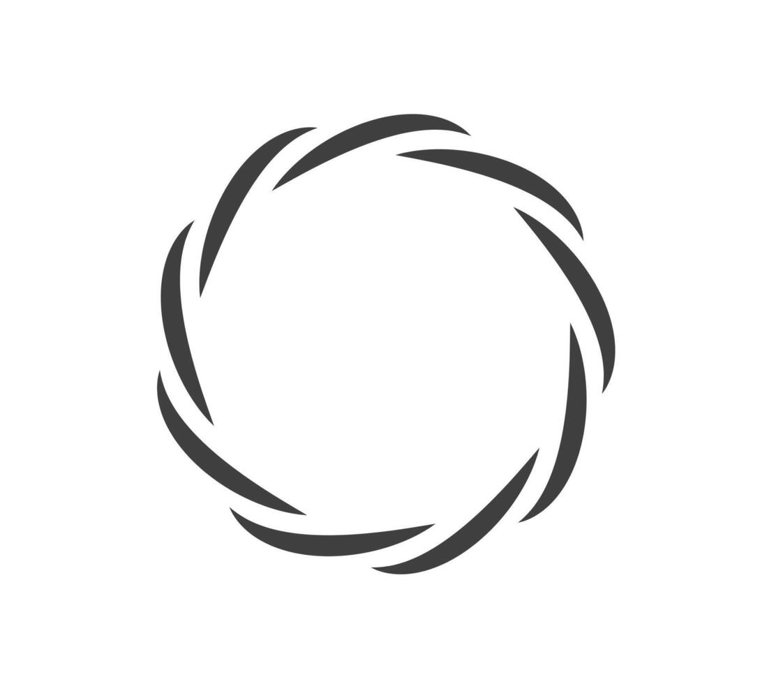 Round frame black and white ornament. Graphic border doodle. Ring curve link connection vector