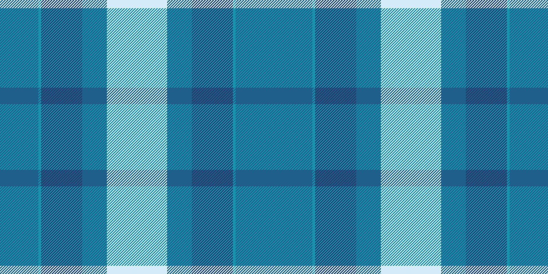 Curve tartan fabric seamless, dress background texture. Rich textile plaid check pattern in cyan and blue colors. vector