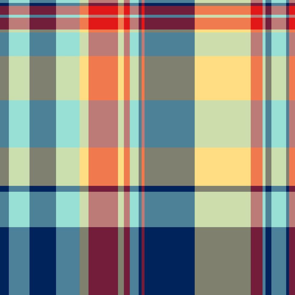 Commercial plaid texture seamless, perfect check fabric . Single textile background tartan pattern in red and cyan colors. vector