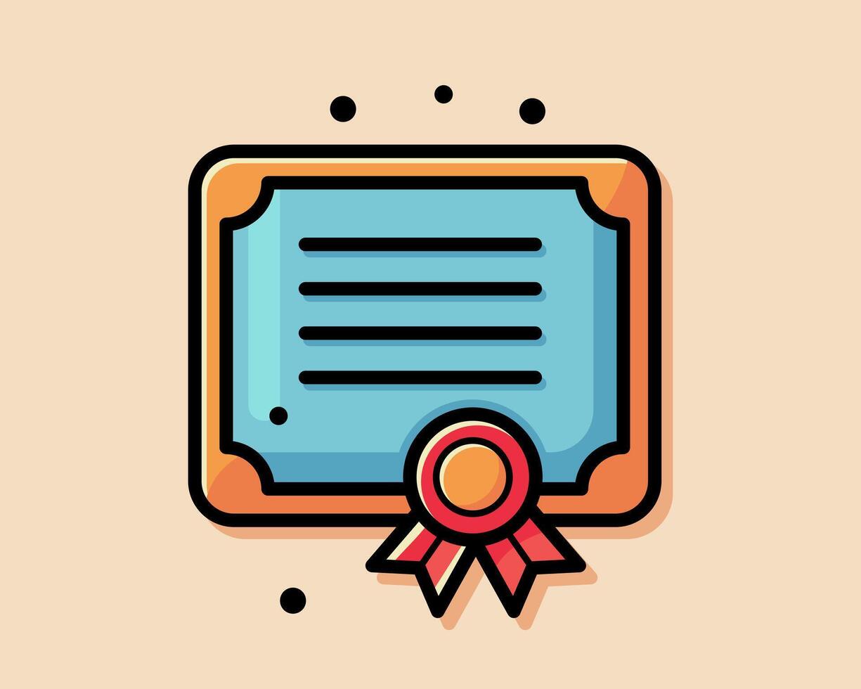 Quality certificate icon. Graduation degree diploma of university, college, school, other education training or course. Achievement or award document badge. vector