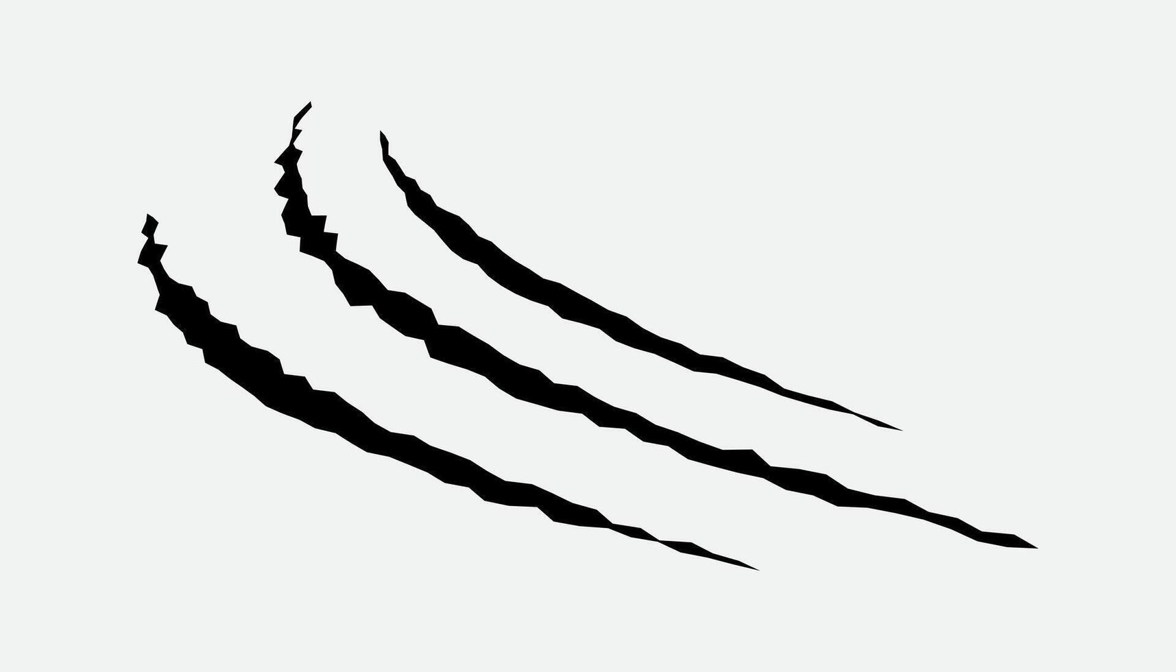 Claws scratches, animal monster mark design element, tattoo and decor for halloween. Black silhouette. vector