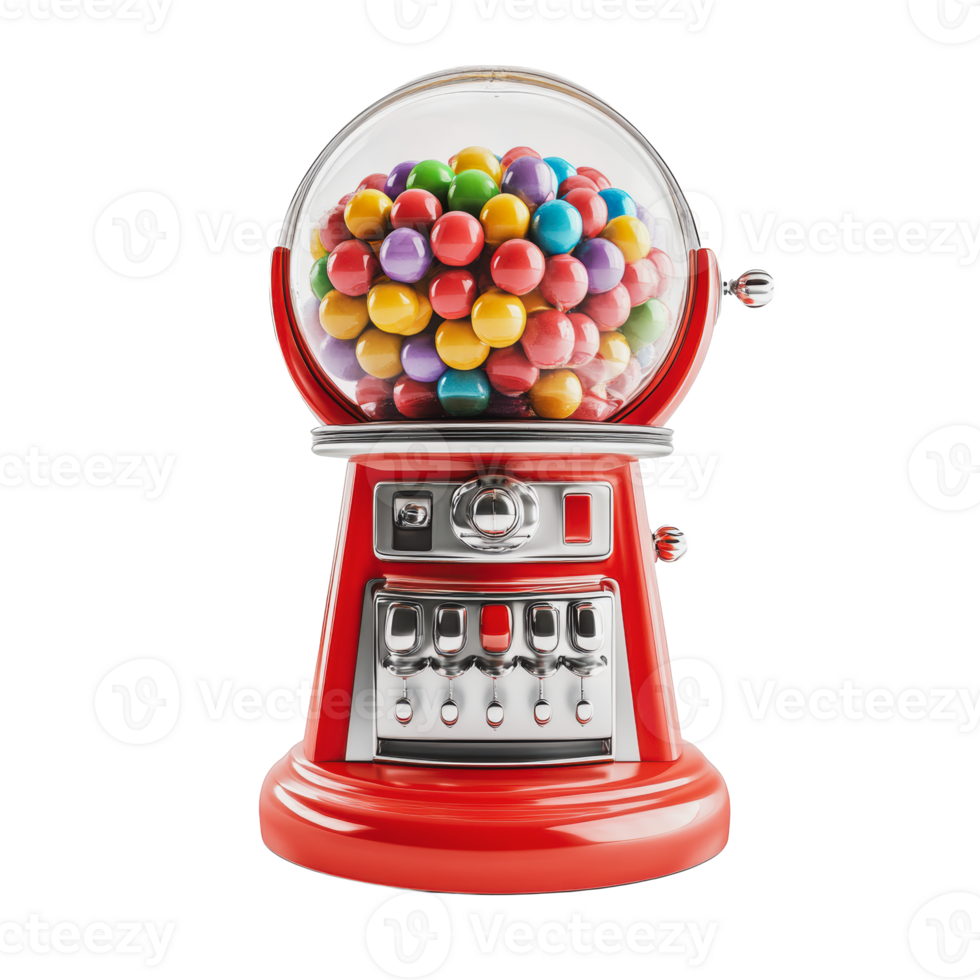 Classic gumball machine filled with colorful candy png