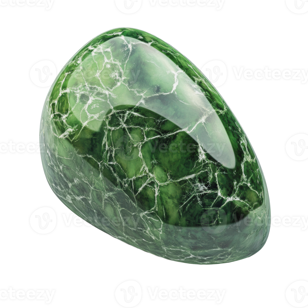 Polished green stone with veined texture displayed png