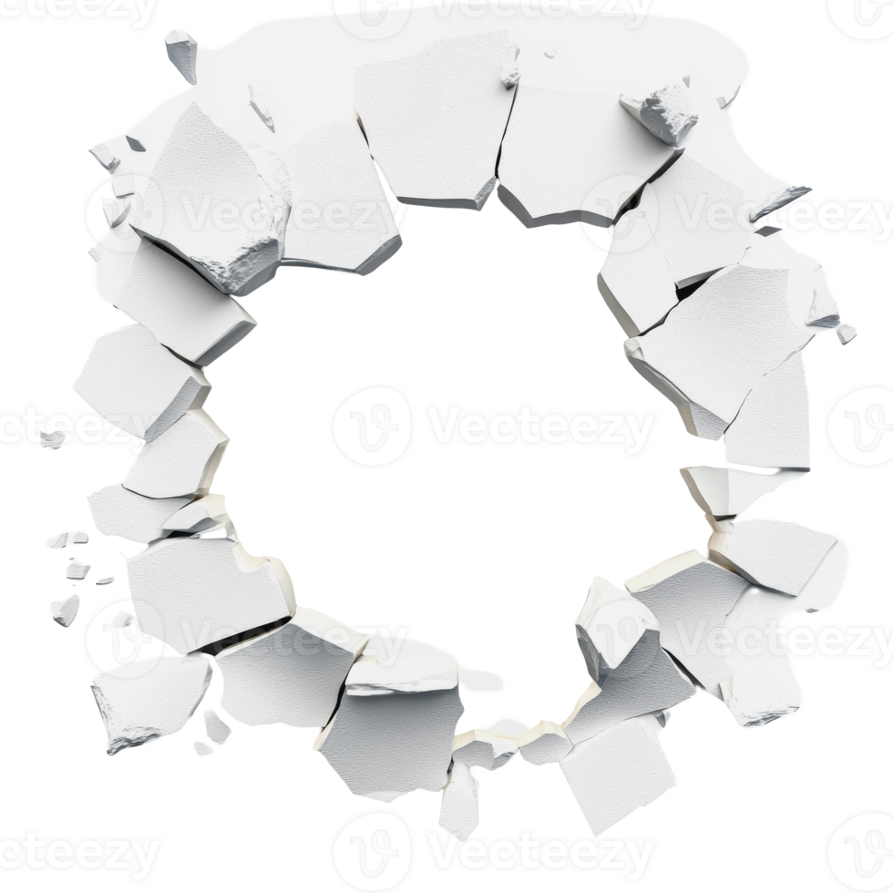 Cracked white wall revealing empty space png